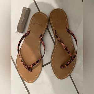 J.Crew NWT Leather Capri Sandals in Tortoise, size 6.